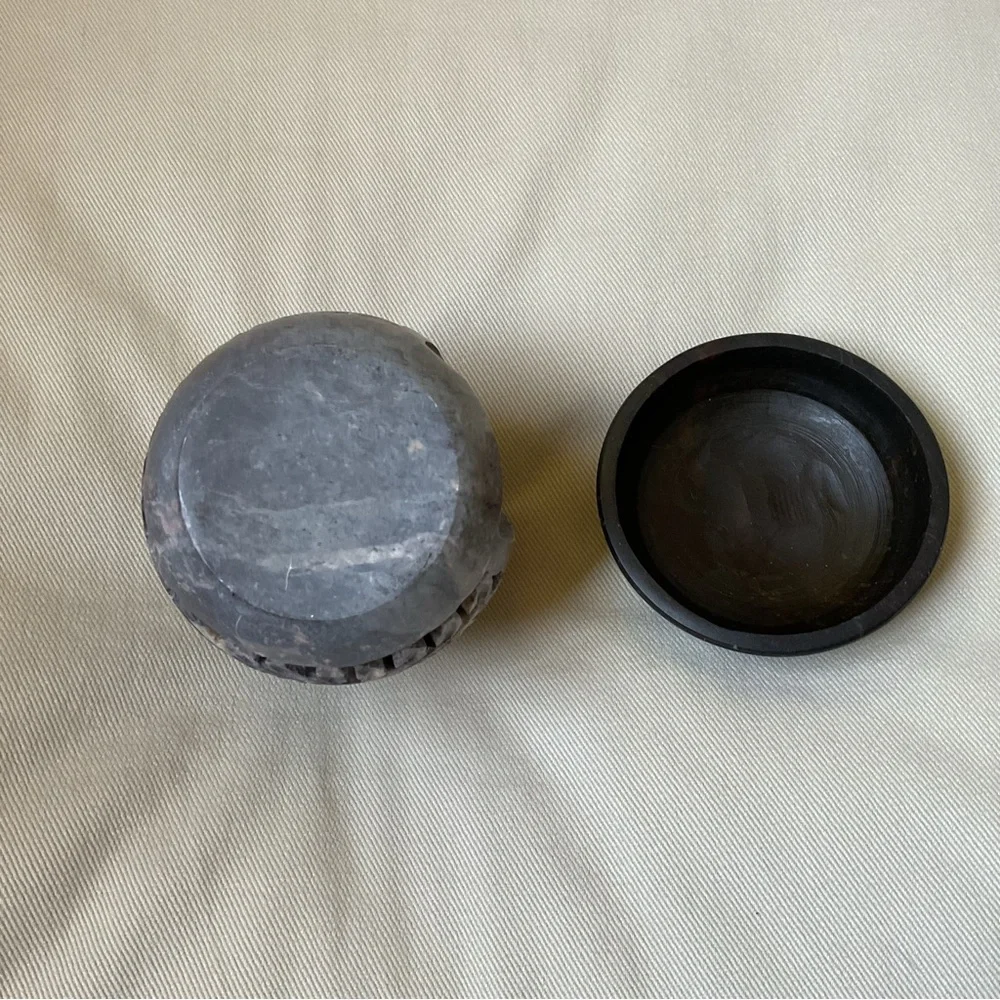 Soapstone Tea Light Candle Diffuser Carved Stone Wax Melts Essential Oil 2pc Set